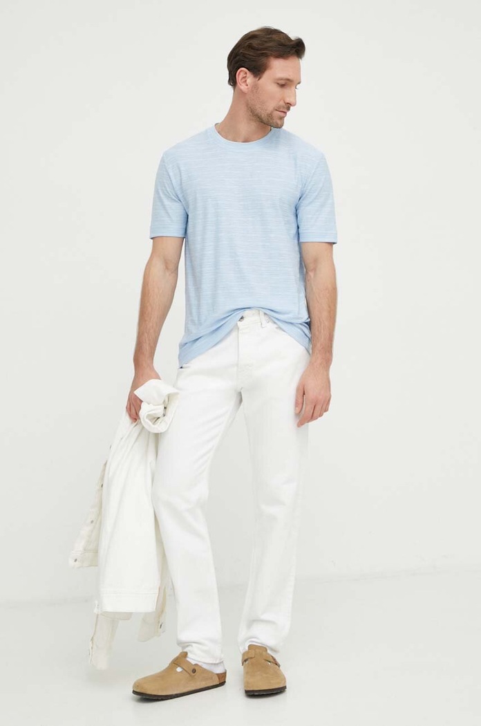 Marc O'Polo t-shirt bawełniany wzorzyste niebieski M22218651040