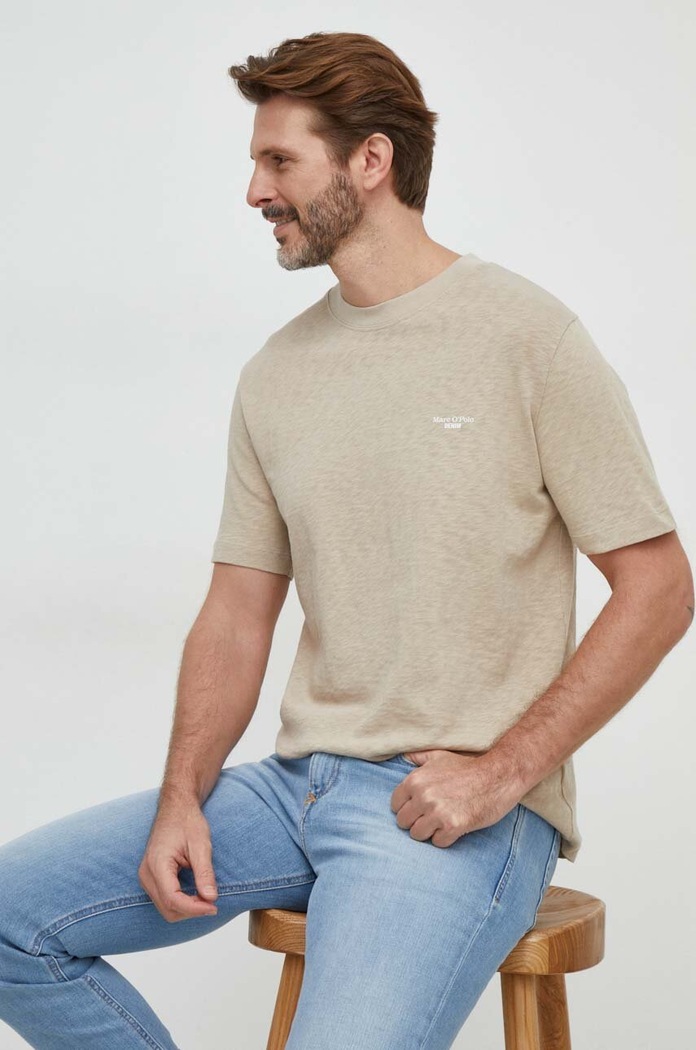 Marc O'Polo t-shirt bawełniany bawełna beżowy M61223251098