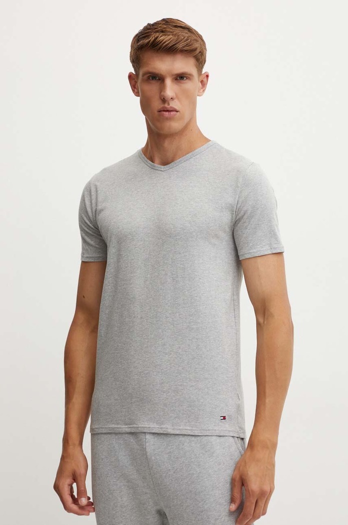 Pamučna majica Tommy Hilfiger 3-pack bez uzorka siva UM0UM03137