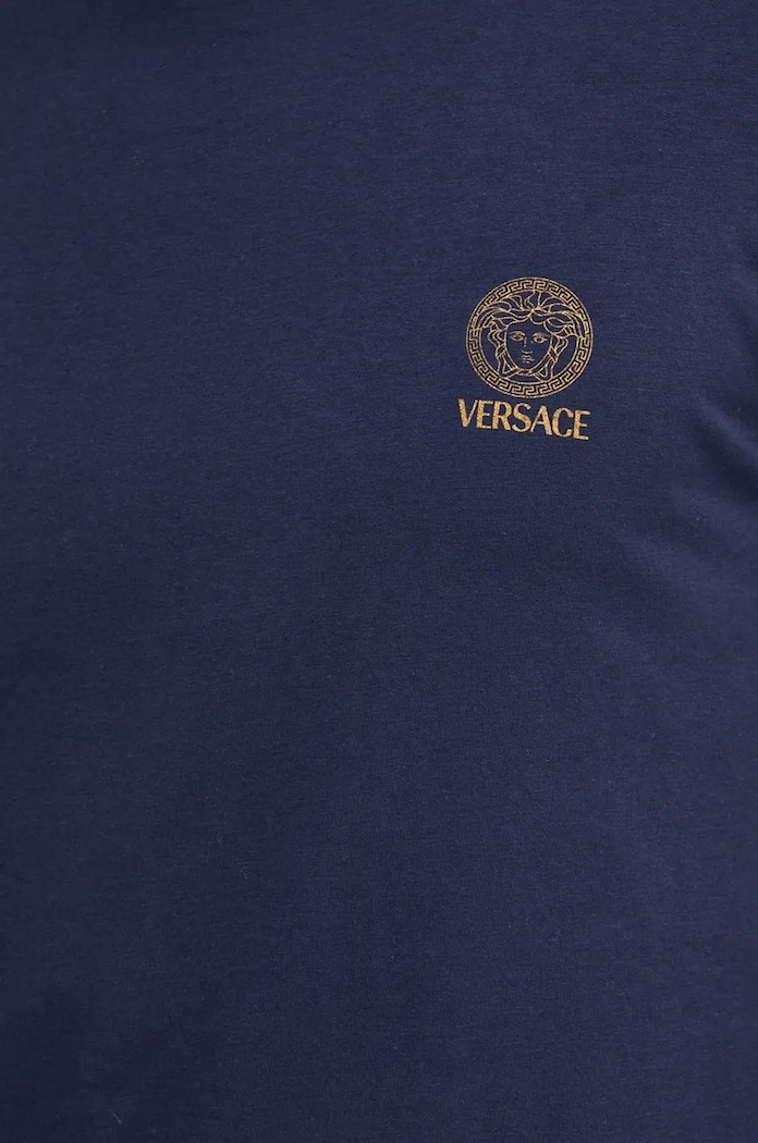 Pamučna majica Versace AUU01005.1A10011 mornarsko plava