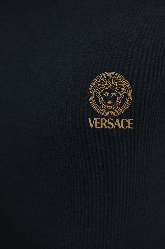Βαμβακερό μπλουζάκι Versace AUU01005.1A10011 μαύρο