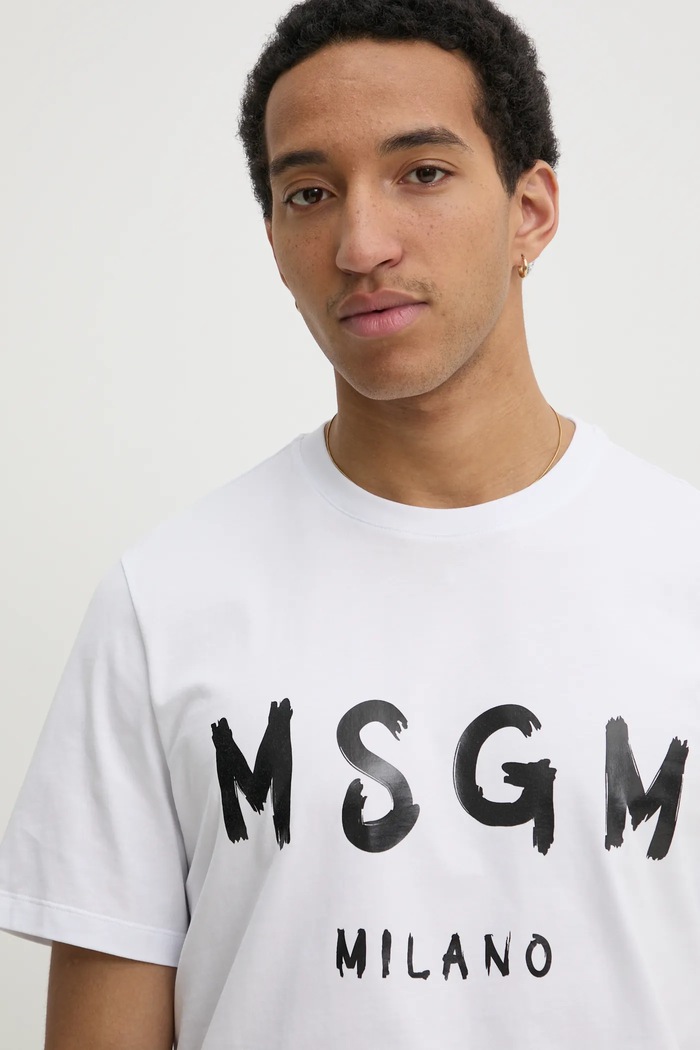 Bavlněné tričko MSGM bílá 2000MM510.200002