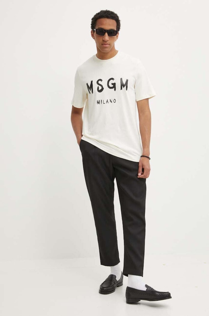 MSGM pamut póló 2000MM510.200002 bézs AA00