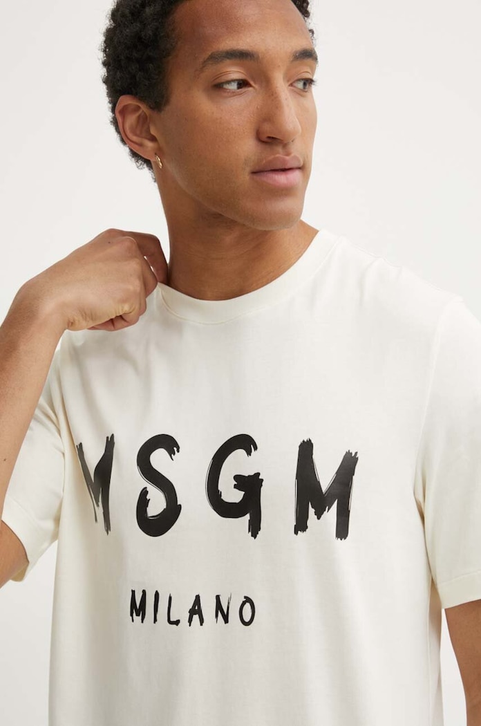MSGM pamut póló bézs 2000MM510.200002