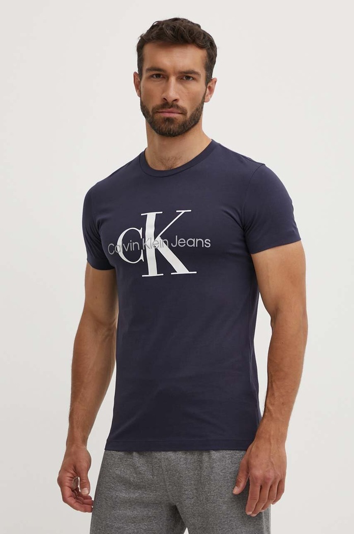 Bavlněné tričko Calvin Klein Jeans J30J320935 námořnická modř AA00