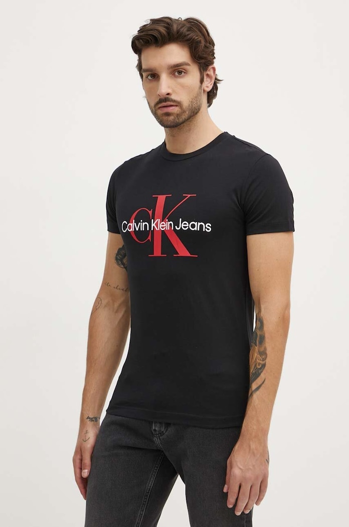 Bavlnené tričko Calvin Klein Jeans čierna J30J320935
