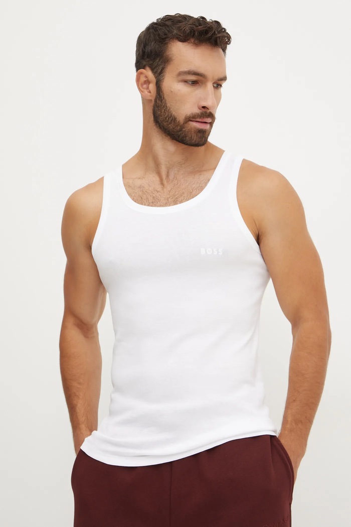 T-shirt bawełniany BOSS 50475412 biały
