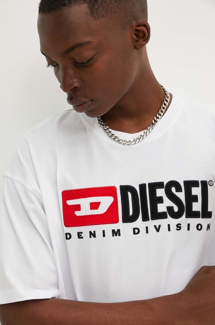 Bavlněné tričko Diesel T-BOXT-DIV bílá A14943.0GRAI