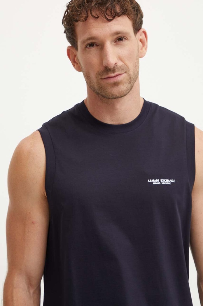 Bavlněné tričko Armani Exchange potisk námořnická modř 8NZH97.ZJ9AZ.NOS