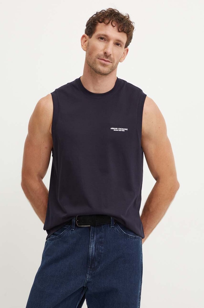 Bavlněné tričko Armani Exchange námořnická modř 8NZH97.ZJ9AZ.NOS