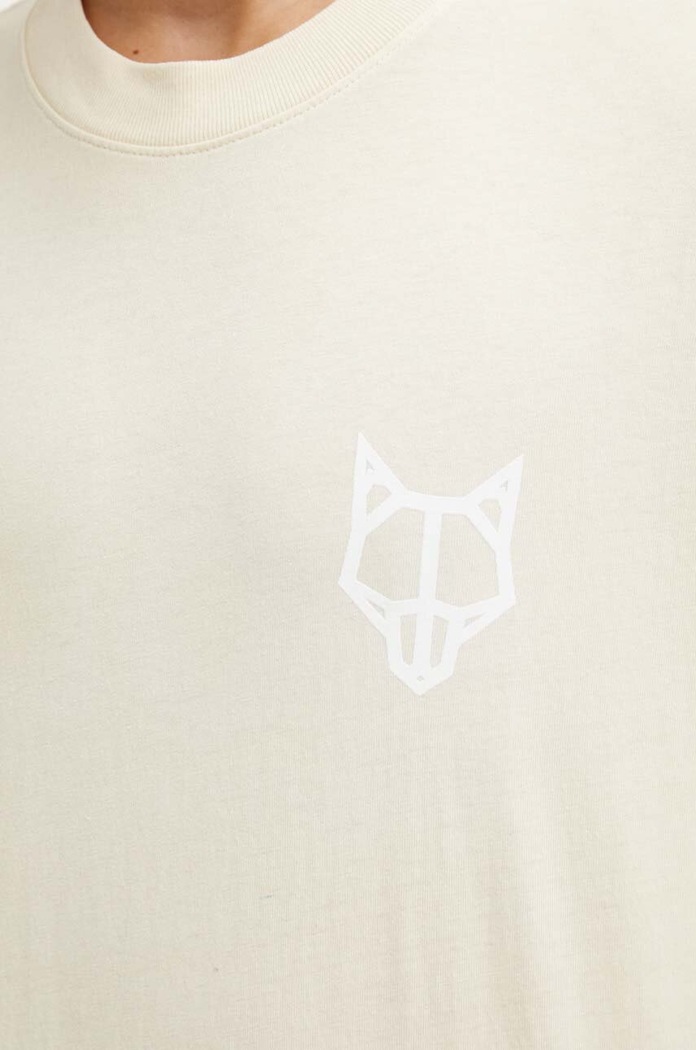 Bombažna kratka majica Naked Wolfe classic.tee bež
