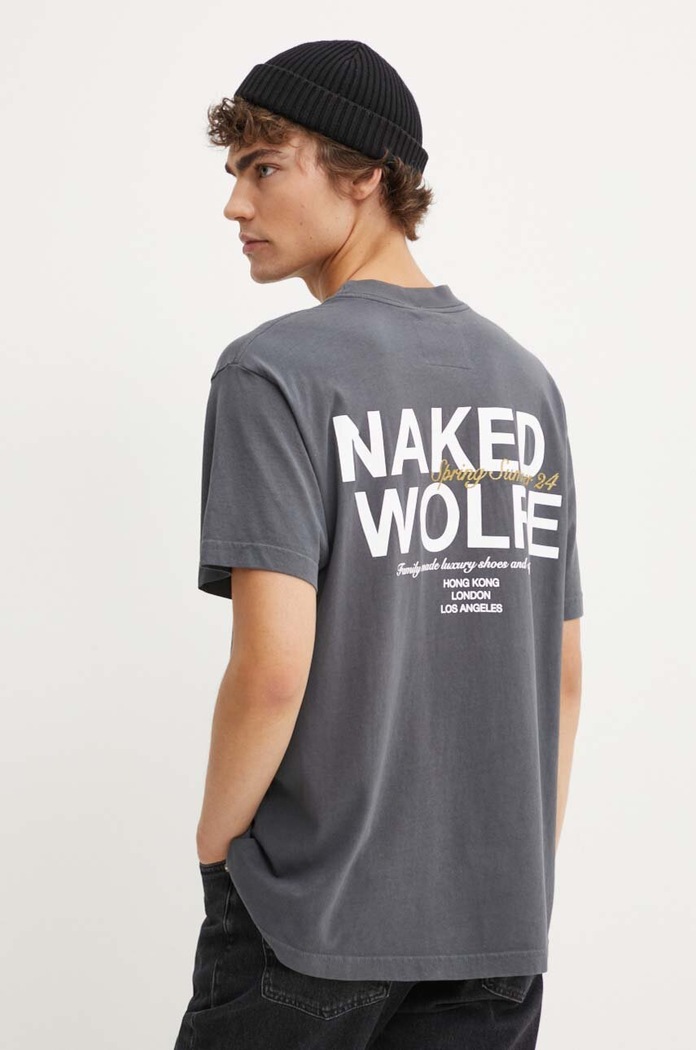 Naked Wolfe tricou din bumbac gri classic.tee