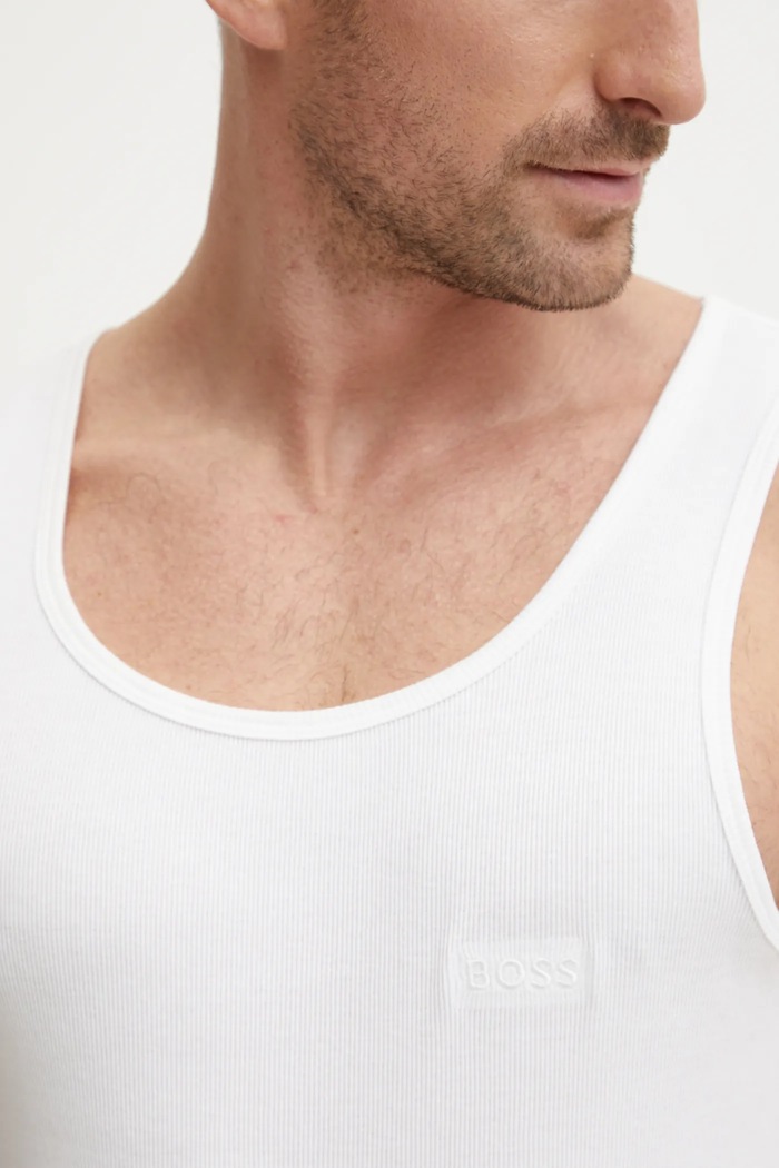 BOSS top bărbătesc din bumbac TankTop3P RibClassic pachet de 3 50542132 bej