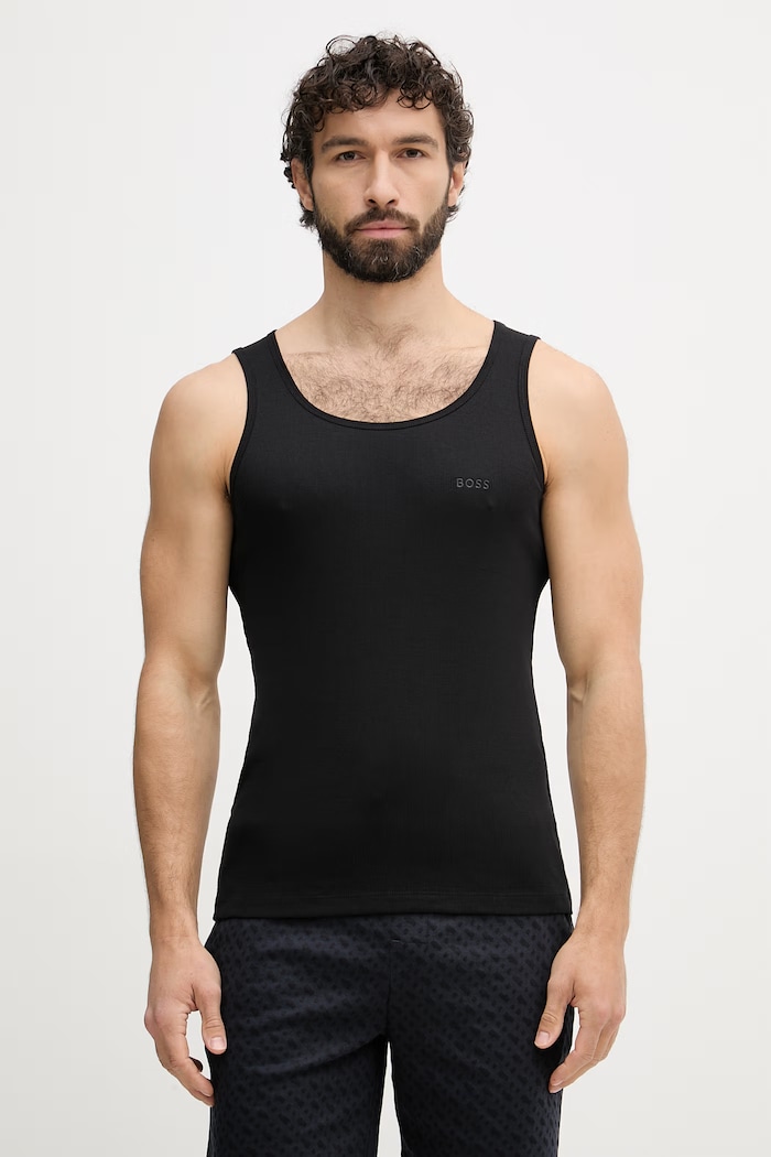 Oblečenie BOSS top pánsky bavlnený TankTop3P RibClassic 3-pak 50542132 sivá