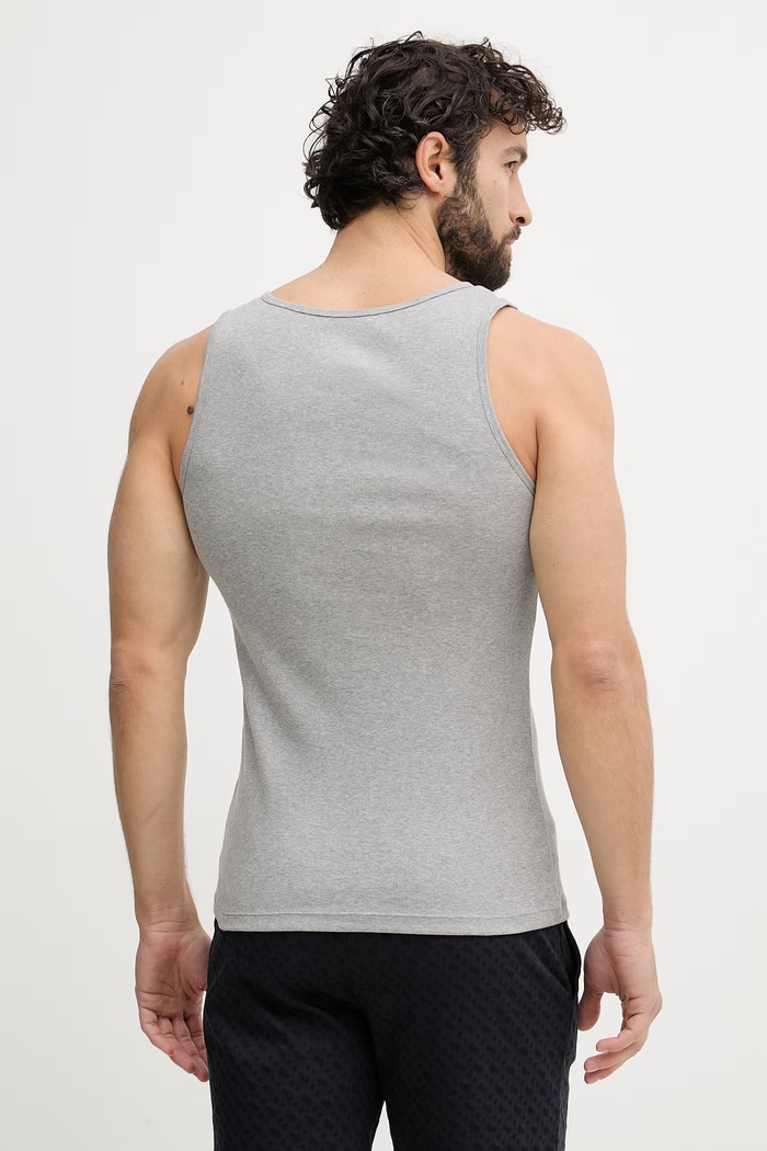 BOSS top pánsky bavlnený TankTop3P RibClassic 3-pak sivá 50542132