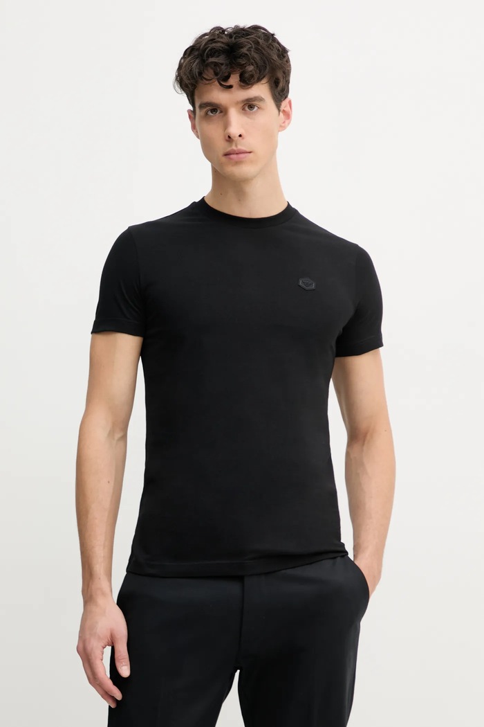 Emporio Armani tricou din bumbac uni negru 8N1TQ6.1JRGZ.NOS
