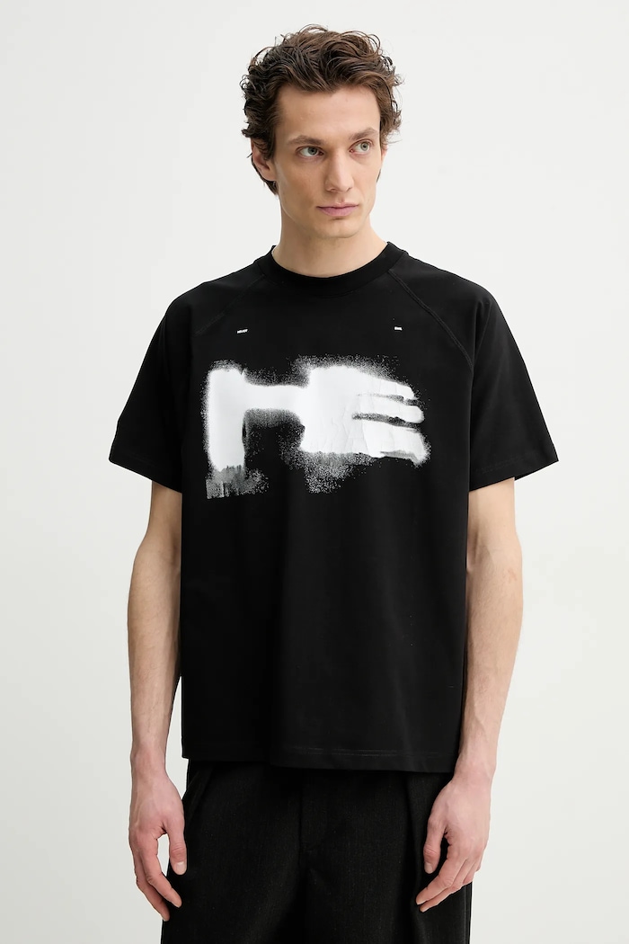 Heliot Emil t-shirt nadruk czarny SS25.M.09.083.BLK01.CO