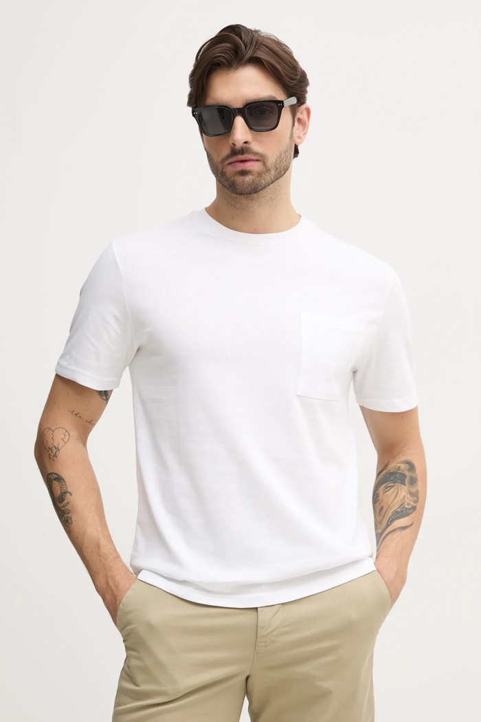 United Colors of Benetton tricou din bumbac uni alb 3BL0U10A8