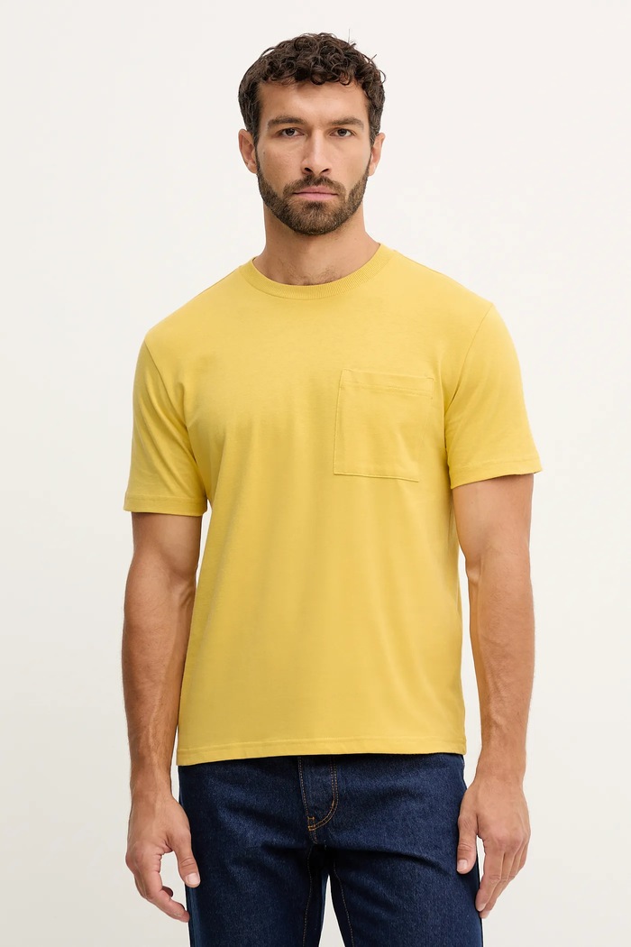 United Colors of Benetton t-shirt bawełniany bawełna żółty 3BL0U10A8
