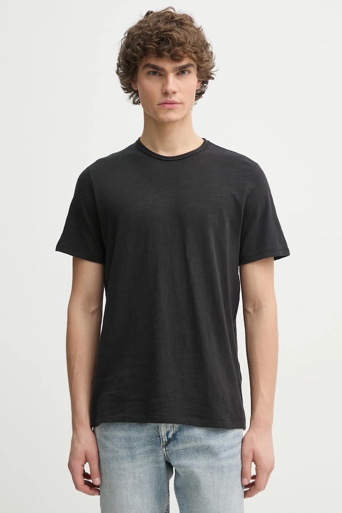 Bavlněné tričko Rag & Bone hladký černá M000T096G