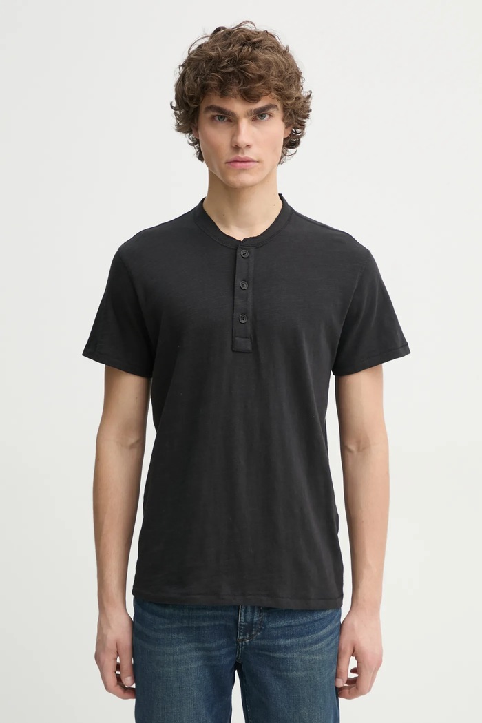 Bavlněné tričko Rag & Bone hladký černá M000T906G