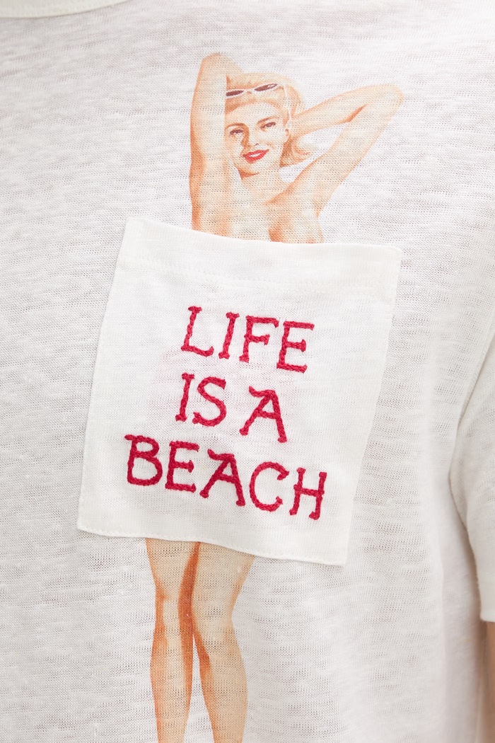 MC2 Saint Barth T-shirt męski lniany ECS0001 beżowy