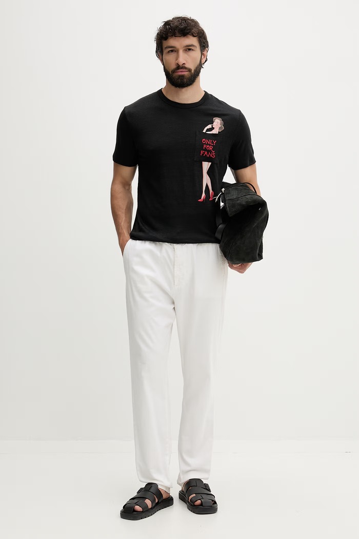 MC2 Saint Barth T-shirt męski lniany ECS0001 czarny AA00