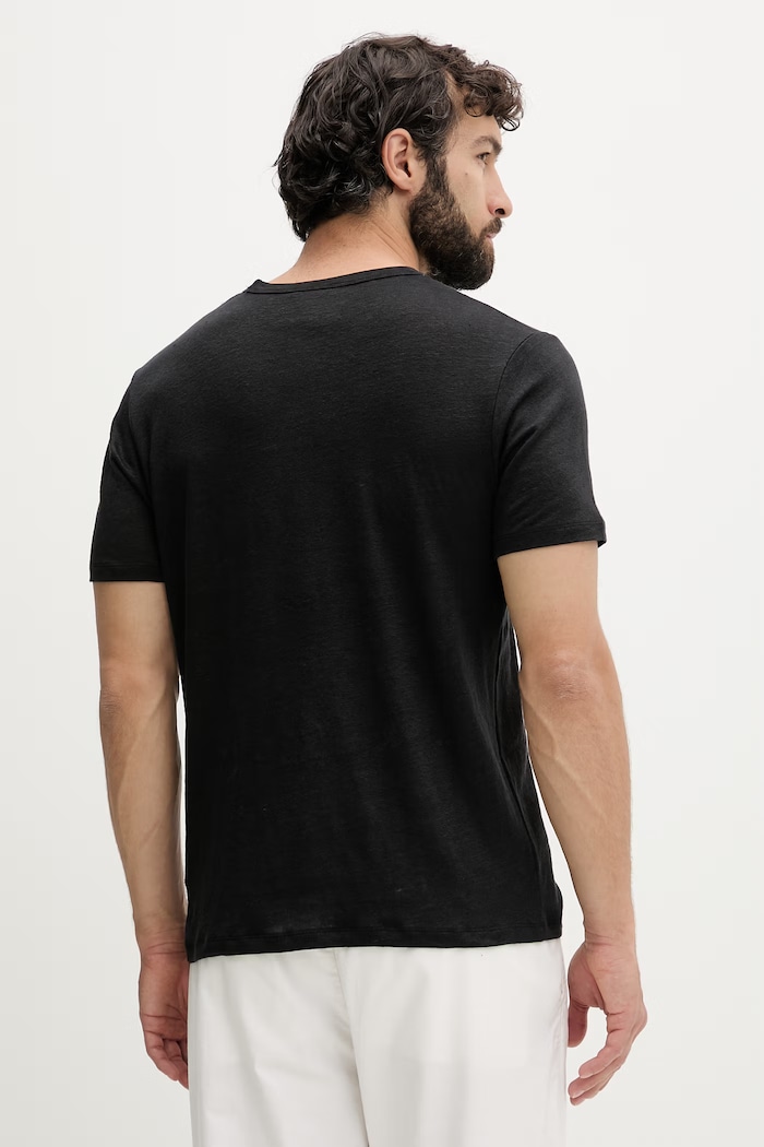 Odzież MC2 Saint Barth T-shirt męski lniany ECS0001 czarny