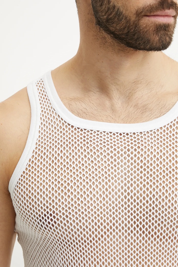 Resteröds top Brynje grovmasket singlet biały 7302.1