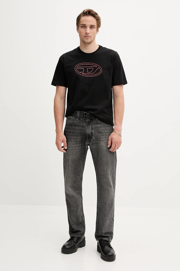 Diesel t-shirt in cotone T-ADJUST-BIGOVAL A17402.0NJBM nero AA00