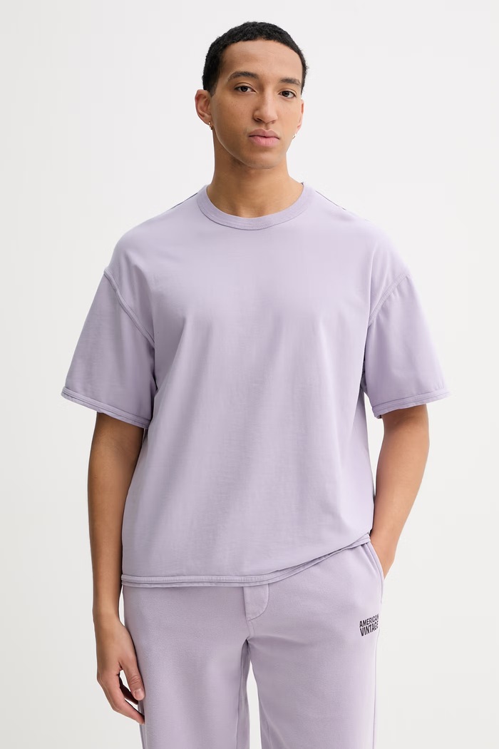 Bavlnené tričko American Vintage relaxed fialová MFAZ02C