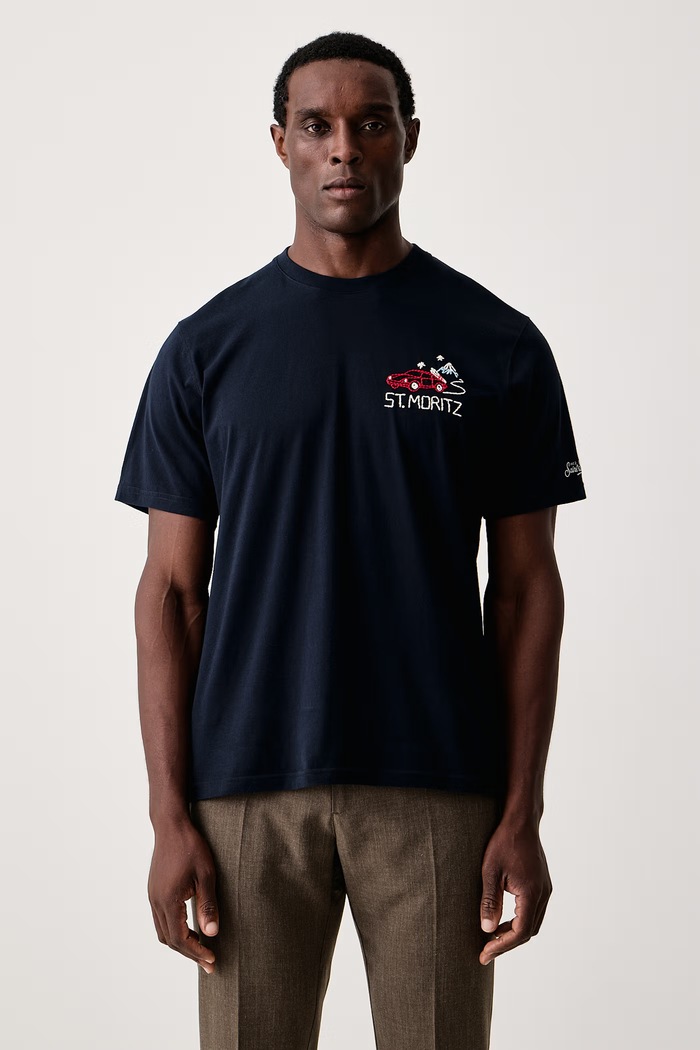 MC2 Saint Barth T-shirt męski bawełniany granatowy ARN0004