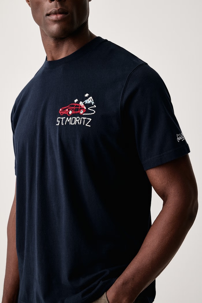 Odzież MC2 Saint Barth T-shirt męski bawełniany ARN0004 granatowy