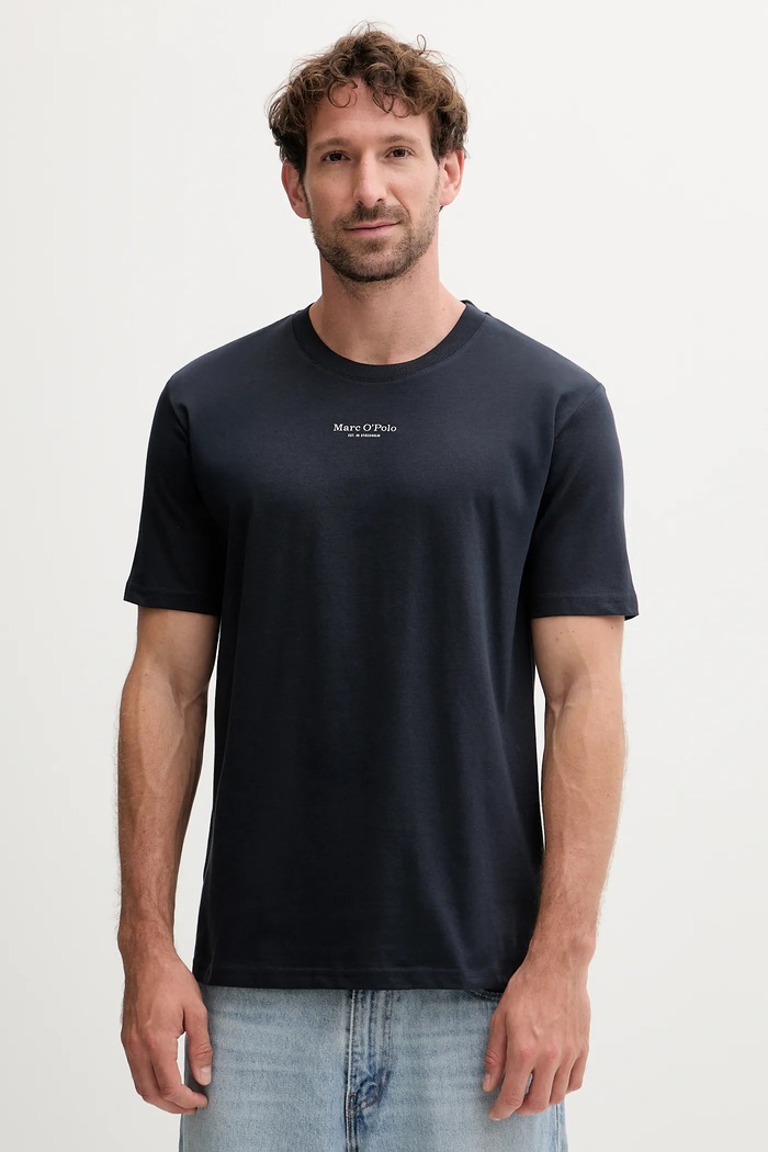 Marc O'Polo t-shirt bawełniany nadruk granatowy 5000009408