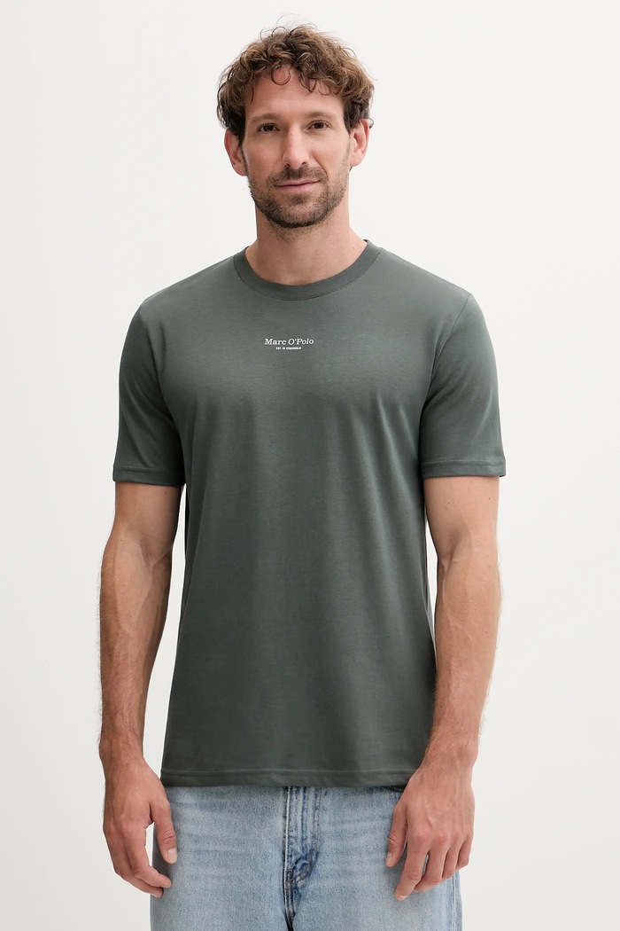 Marc O'Polo t-shirt bawełniany nadruk zielony 5000009408