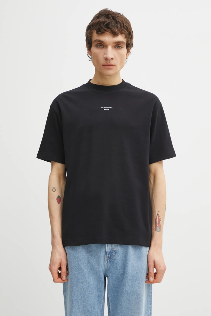 Drôle de Monsieur t-shirt in cotone Le T-Shirt Slogan Classique rilassato nero PERM.TS202.CO002