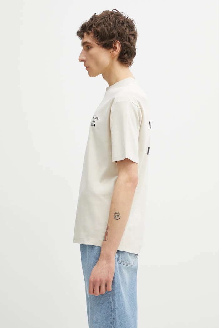 Bavlnené tričko Drôle de Monsieur Le T-Shirt Slogan PERM.TS203.CO002 béžová AA00