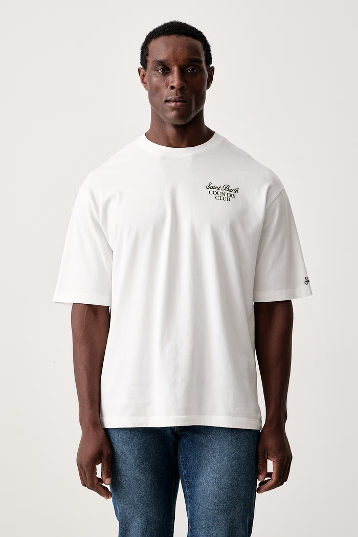 Odzież MC2 Saint Barth T-shirt męski bawełniany DLR0001 biały