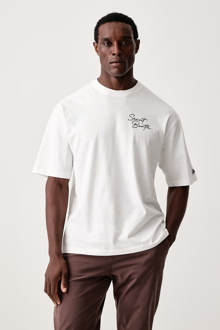 MC2 Saint Barth T-shirt męski bawełniany DLR0001 biały AA00