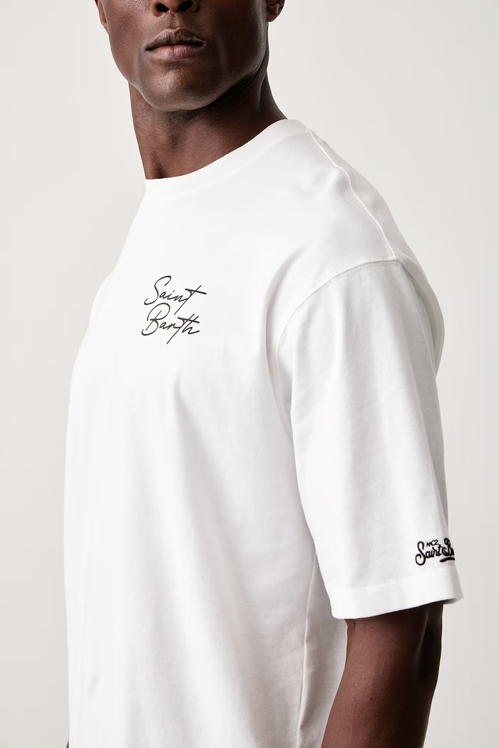 Odzież MC2 Saint Barth T-shirt męski bawełniany DLR0001 biały