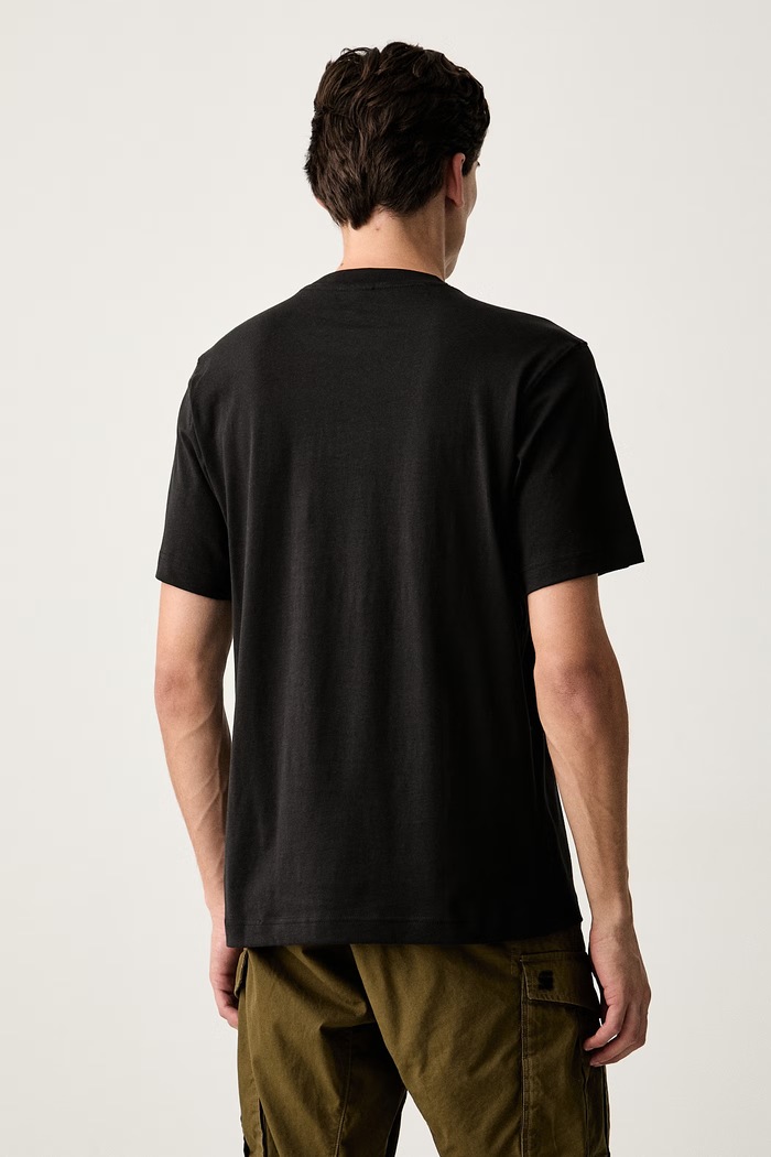 Odzież G-Star T-shirt męski bawełniany Front prt logo r t D31083.336 czarny