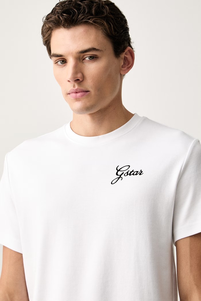 G-Star T-shirt damski bawełniany Script r t biały D31079.C812