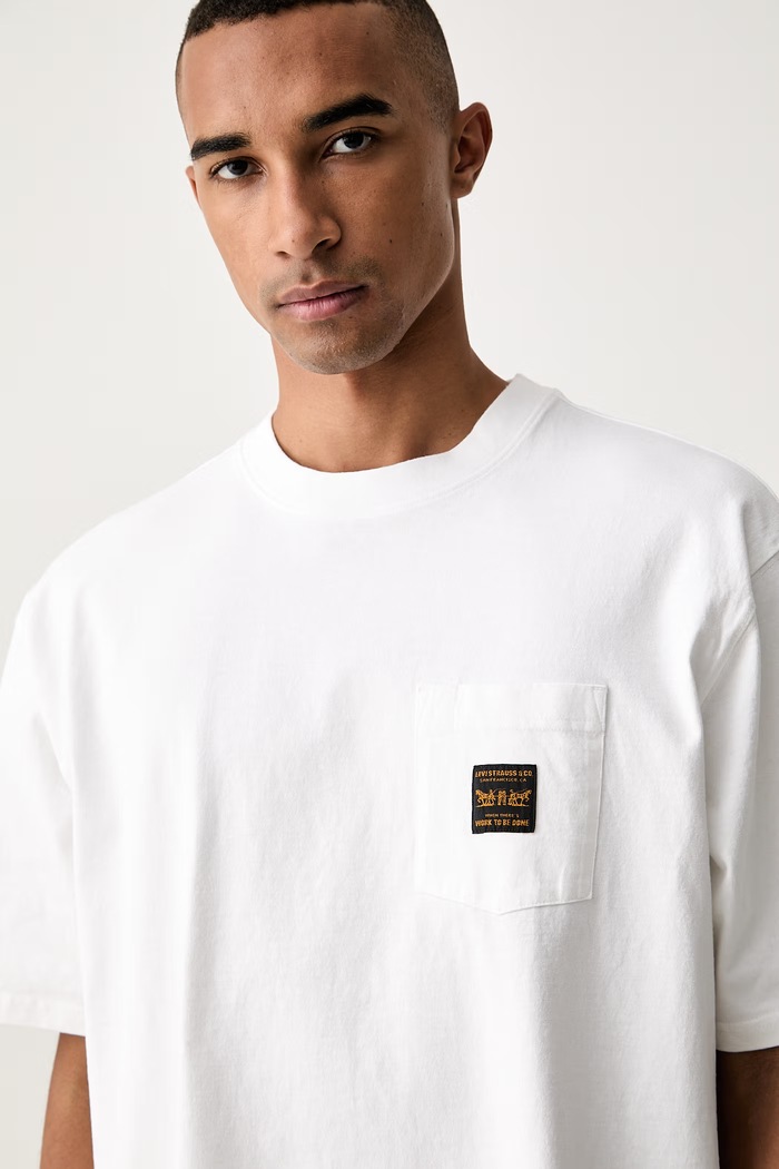 Levi's tričko pánské bavlněné SS WORKWEAR PKT bílá 008AB