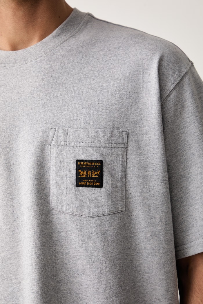 Levi's majica za muškarce od pamuka SS WORKWEAR PKT 008AB siva