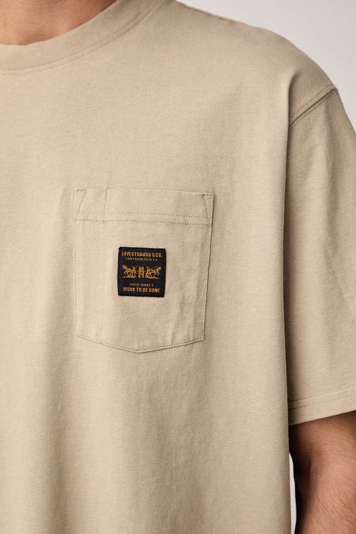 Levi's T-shirt męski bawełniany SS WORKWEAR PKT 008AB beżowy