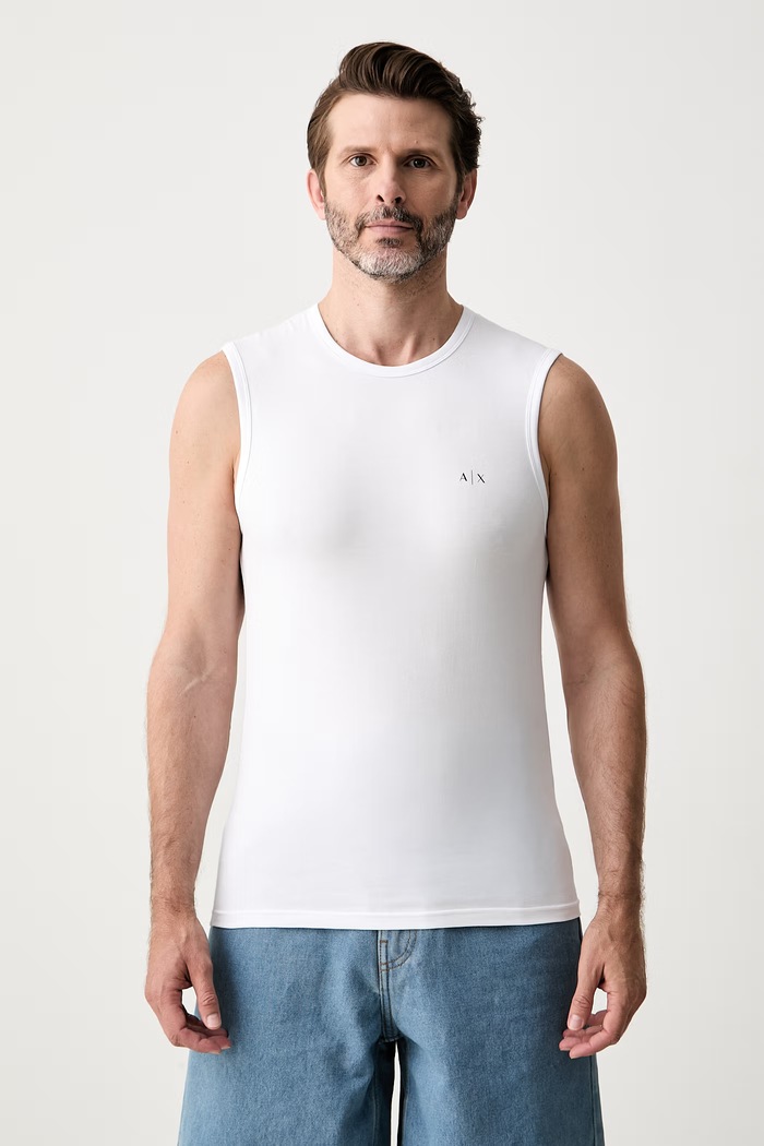 Armani Exchange top za muškarce od pamuka s elastanom 2-pack bijela XM000873.AF13682.NOS