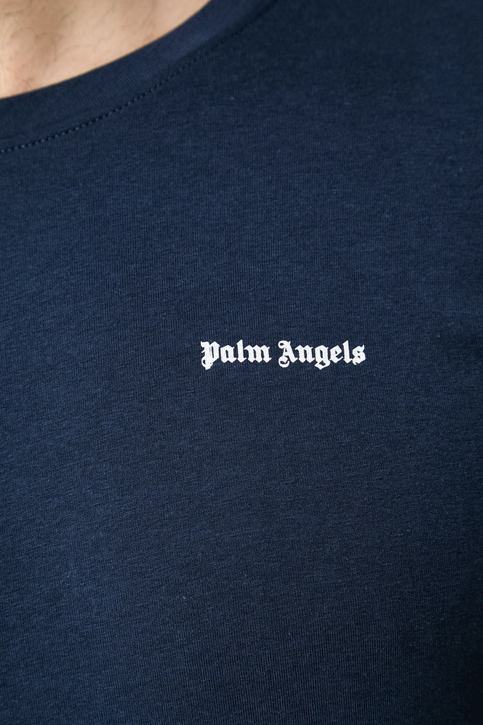 Palm Angels T-shirt męski z bawełną granatowy PLA1UMBTS01SI