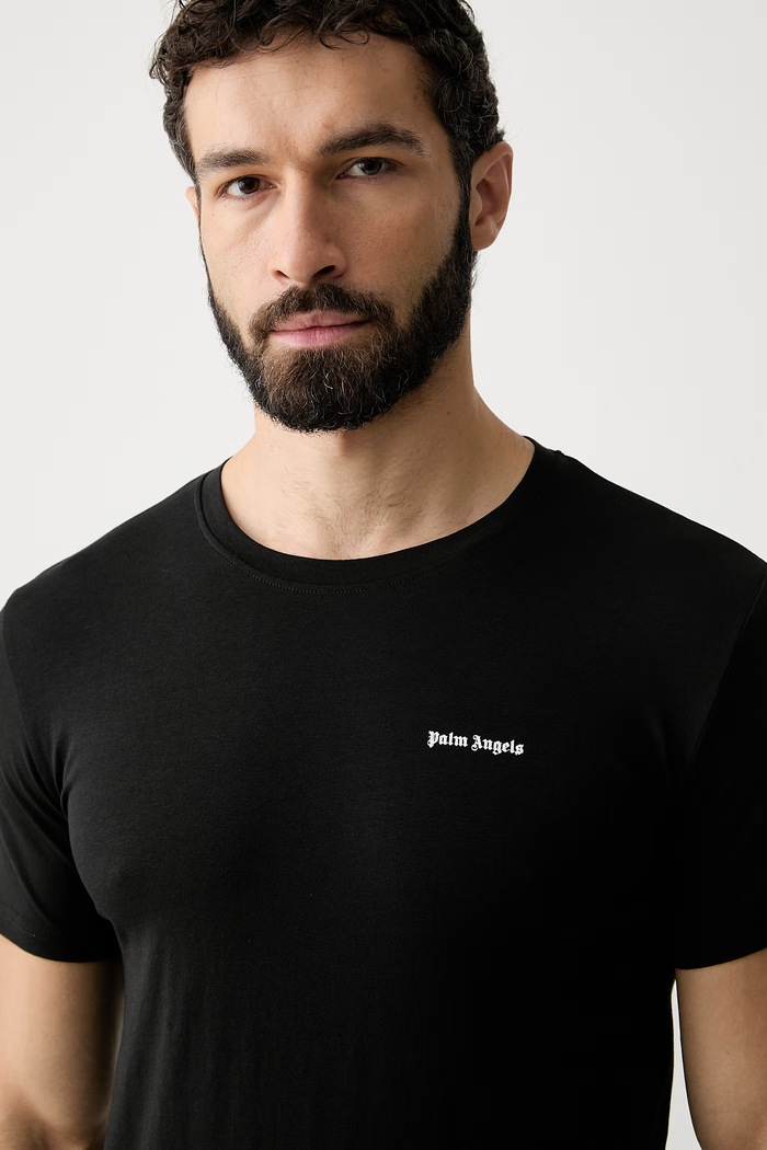 Odzież Palm Angels T-shirt męski z bawełną PLA1UMBTS01SI czarny