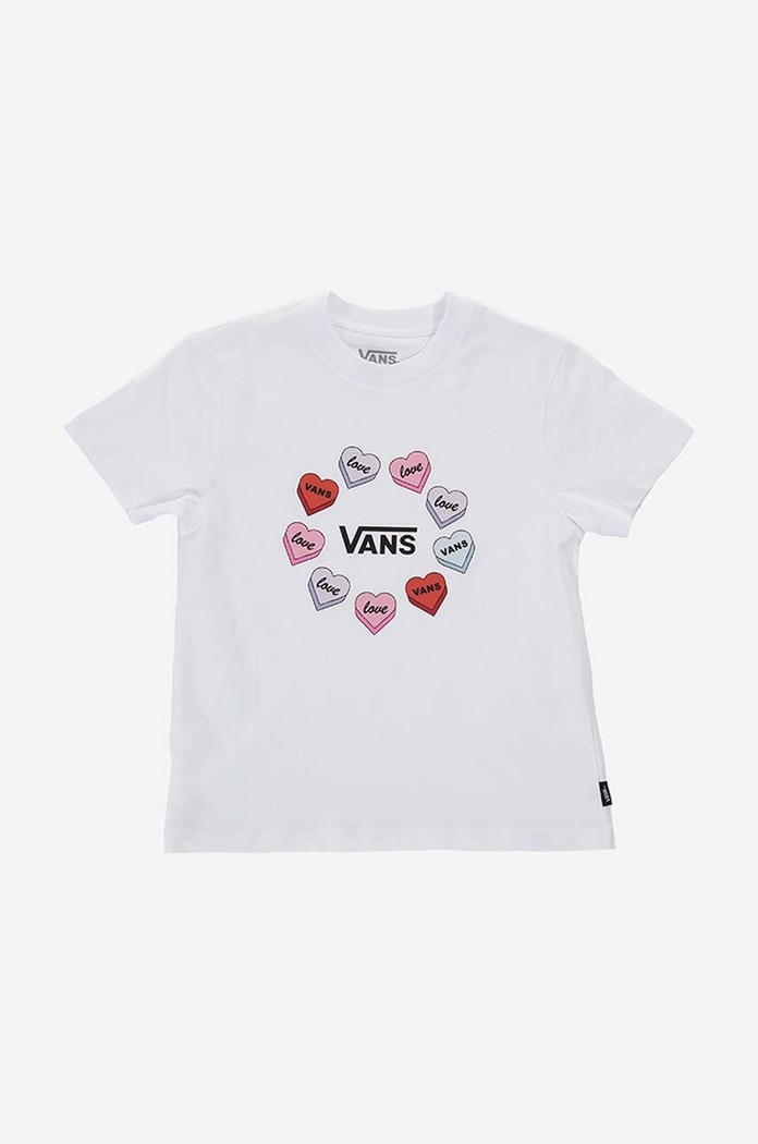 Detské bavlnené tričko Vans Candy Hearts potlač biela VN0A5LECWHT