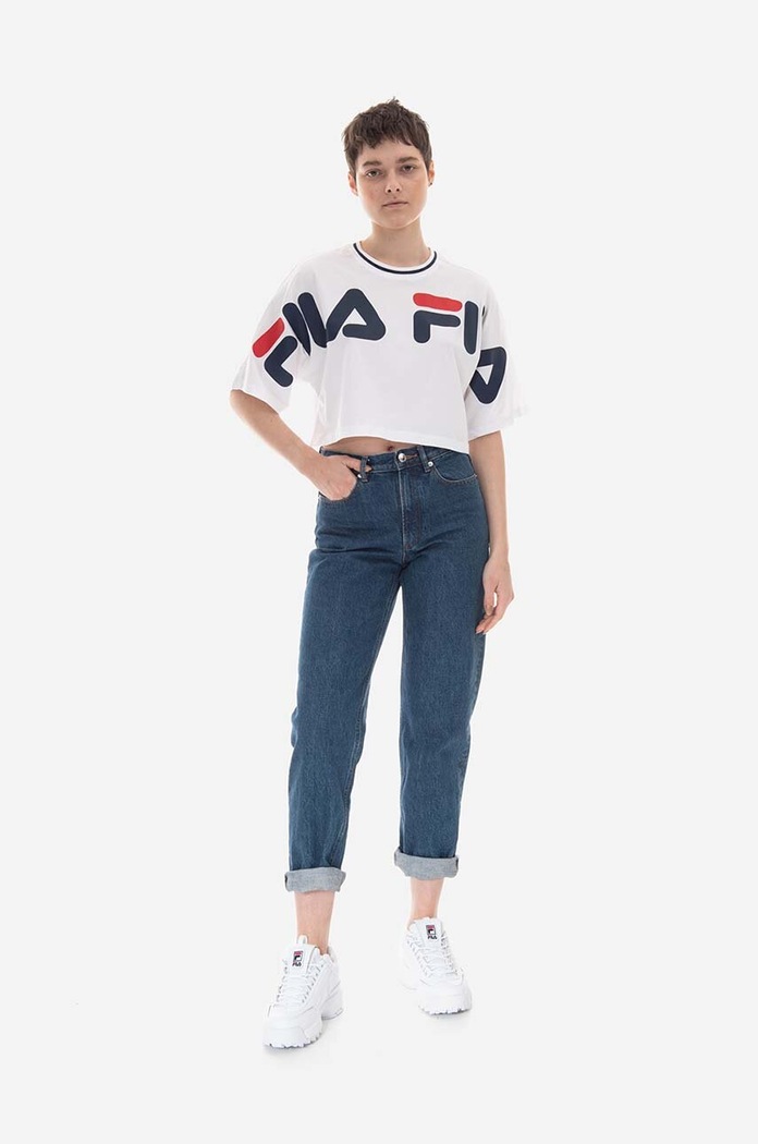 Fila tricou din bumbac Barr Cropped Wide Tee 687497 alb AA00